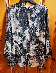 NWT EMMELLE Evening Collarless ALine Long Jacket, Size Small, 100% Silk - Picture 1 of 5
