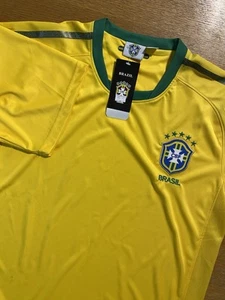 Brazil CBF Soccer Jersey 3XL Yellow Green 5 Star Embroidered Replica Shirt NEW - Picture 1 of 8