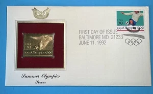 1992 Summer Olympics First Day Issue 24k Commemorative Stamp W/coa - Picture 1 of 1