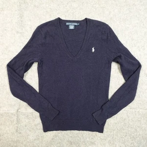 Ralph Lauren Sweater Womens Medium Merino Wool Angora V-Neck Small Pony Knit - Picture 1 of 10