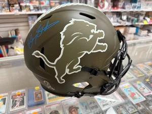 BARRY SANDERS Autograph Full-Size Authentic NFL Football Helmet Camo Schwartz - Foto 1 di 1