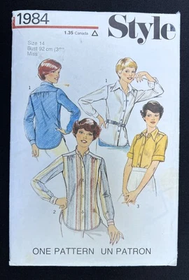 Style 1984 Misses Shirts Classic Fit Vintage 1977 Pattern size 14 Bust 36" Uncut - Image 1 of 2