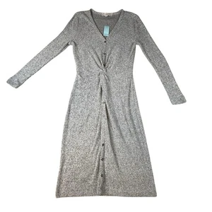 Ann Taylor LOFT Knotted Button Midi Dress Size Petite XSP Pepper Melange - Picture 1 of 4