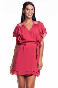 Designer Erin Fetherston Ruffle with Bugle Dress Rose D18PF12 Sexy Mini Wrap - Picture 1 of 6