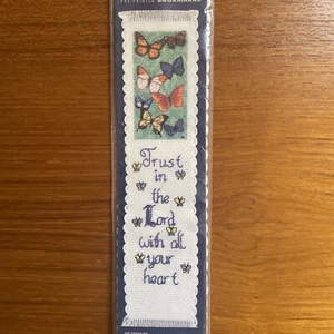 Bucilla Beginner Cross Stitch Kit Pre Printed Bookmark Butterflies New - Picture 1 of 6