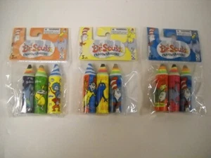 Dr. Seuss Crayon Erasers Set Of 9 Different Colorful Styles Brand New Very Cute! - Picture 1 of 12