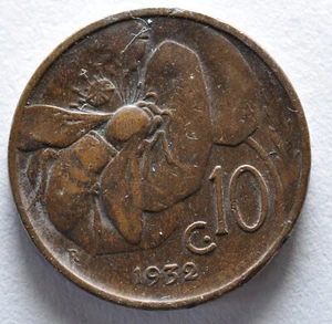 10 Cents Bee 1932 Kingdom Of Italy KJ74 - Picture 1 of 2