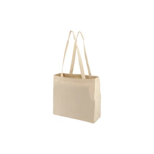10 x 100% COTTON SHOPPING GUSSET BAGS ECO FRIENDLY TOTE SHOULDER SHOPPER HANDBAG - Picture 1 of 5