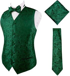 Alizeal Mens Classic 4 Pcs Paisley Jacquard Suit Vest Set