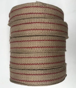 5 x Jute Webbing 10lb Red Stripe 50mm x 25 Metres - Free Shipping - Picture 1 of 5