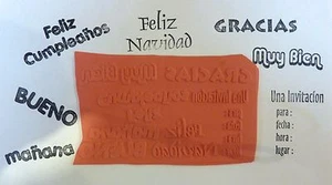 Spanish Phrases, Seven Unmounted Rubber Stamps - Picture 1 of 1