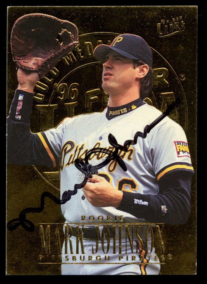 Tarjeta coleccionable de béisbol Fleer Ultra 1996 autografiada firmada por Mark Johnson #264 Foto 1 de 1