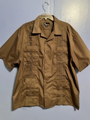 Camisa con botones manga corta OMEGA de moda para hombre XXL 2XL marrón Foto 1 de 4