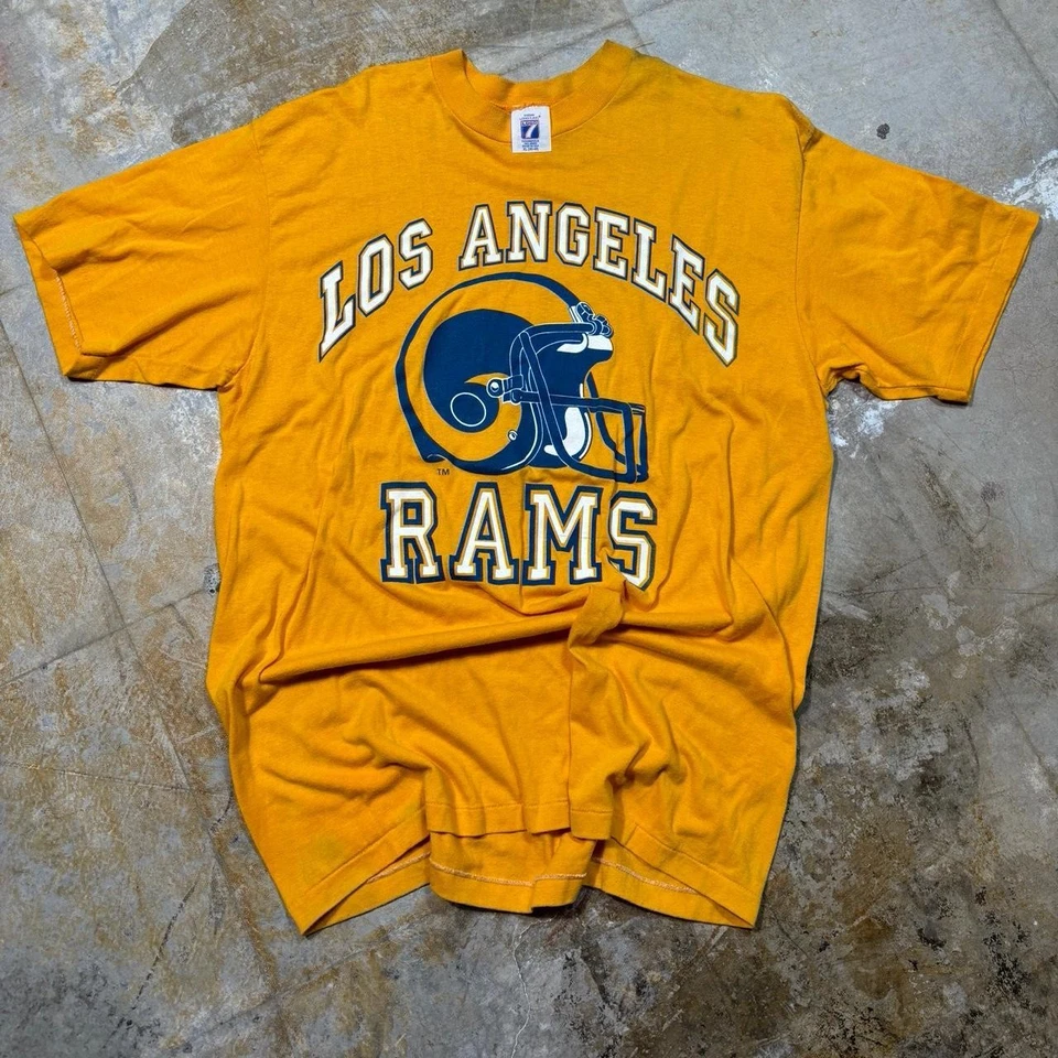 Camiseta amarilla de los Angeles Rams de la década de 1990 con logotipo de campeones del Super Bowl HN4653 Foto 1 de 1