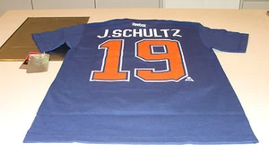 Justin Schultz Edmonton Oilers Reebok Name Number Team Logo T Shirt L Blue NWT - Picture 1 of 2