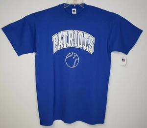 Vintage Patriots Baseball Russell Athletic Blue T-Shirt Men's XL Made In USA NOS - Picture 1 of 9