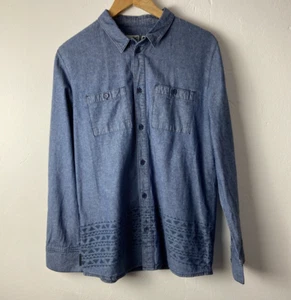 FENCHURCH Shirt Blue Chambray Aztec men's size L - Picture 1 of 11