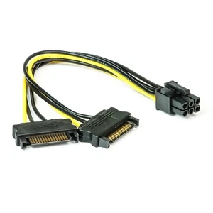 PCI Express interner Stromadapter Stromkabel 2x SATA Stromstecker > 6 Pin Buchse - Afbeelding 1 van 1