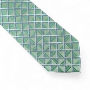 Perry Ellis Men's Karmen Grid Check Tie Necktie Classic 3" Green $55 - Picture 1 of 5