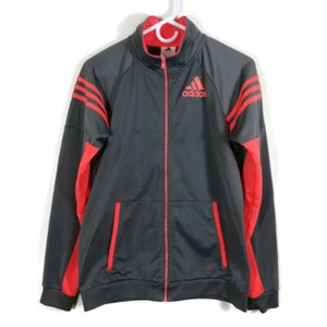 Adidas Youth 3 Stripe Full Zip Fleece-Lined Track Jacket Grey & Red Size XL  - Picture 1 of 10