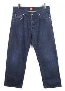 HUGO BOSS Vaqueros W33/L28 Ajuste Recto Botón Fly Verblichen Azul Denim Logo - Imagen 1 de 10