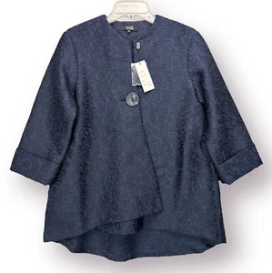 NEW LIOR Paris Womens M Vince Blazer Swing Jacket Asymmetrical One Button Navy - Picture 1 of 13