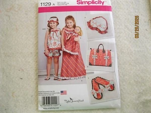 Simplicity 1129 girls dress, top, shorts, slippers, mask, bag, doll dress 3-8(O) - Picture 1 of 2