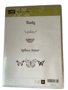 Stampin’ Up Kindness Matters Set Of 5 Stamps Butterflies Scrolls Sayings - Picture 1 of 4