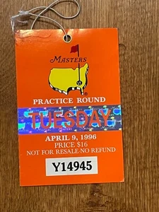 1996 Masters Badge Ticket - Tuesday Practice Round - Nick Faldo Champion - Picture 1 of 2