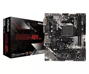 Asrock B450M-HDV R4.0 AMD AM4 Ryzen Motherboard - Imagen 1 de 4