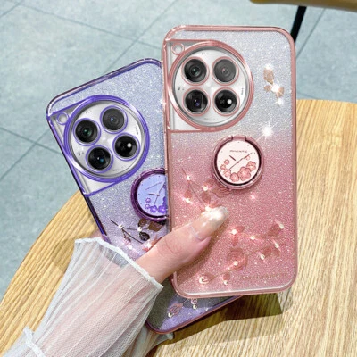 For OnePlus 12R, Luxury Bling Glitter Clear Ring Holder Soft TPU Case Cover - Image 1 of 4