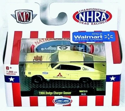M2 MACHINES NHRA YELLOW 1966 DODGE CHARGER GASSER WALMART 7,000 MADE - Image 1 of 4