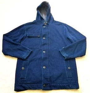 Mens Shacket-VOLCOM-WORKWEAR-Y2K-blue cotton blend knit hooded zip/button -M - Picture 1 of 5