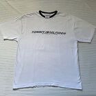 Tommy Hilfiger Athletic T Shirt White XL 90s Vintage Style Navy Collar