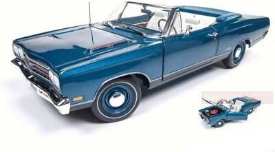 PLYMOUTH GTX 1969 Blu Chiaro Metallizzato AUTOWORLD AMM1102 1:18 Cabriolet - Immagine 1 di 4