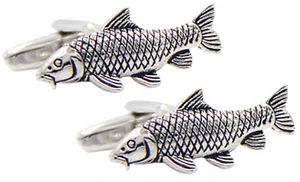3D Silver Carp Fishing Fisherman Angler Mens Gift Cufflinks by CUFFLINKS DIRECT - Picture 1 of 11