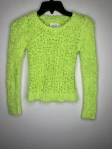 Justice Girls Fuzzy Lime Green Bright Sweater Size 8  - Picture 1 of 4