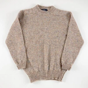 Suéter Lands End 100% Lana Shetland Hombre Marrón Pequeño De Colección - Imagen 1 de 4