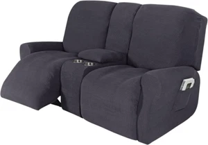 Sofa Reclinable Con Funda Para Consola De De Jacquard Elastica De 8 Piezas - Picture 1 of 7