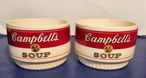 Campbell's SOUP BOWLS 14 oz. Ceramic 1960's MADE IN THE USA Vintage Set Of 2 - Picture 1 of 6