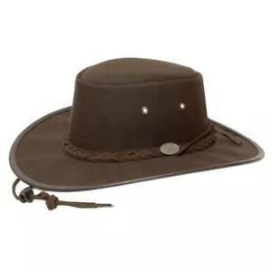 Barmah Canvas Drover Oilskin Fold Away Hat In Brown (1050) - Picture 1 of 1