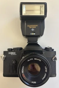 Sears (Ricoh) KSX Super 35mm SLR Camera w/ Quantaray QB-350A Flash Unit - Picture 1 of 9