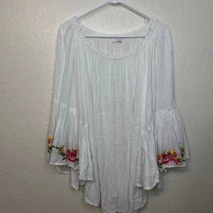 Camicetta Johnny Was Casey Gauzy manica a campana ricamata taglia large boho - Foto 1 di 5