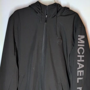 Michael Kors Herren Softshell Faux Sherpa gefüttert Kapuze schwarz 3 Taschen Jacke - Bild 1 von 15