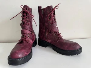 Seven7 Cardi B Combat Boots Women's Size 10 Boots Lace-Up Purple NIB Wine - Picture 1 of 8