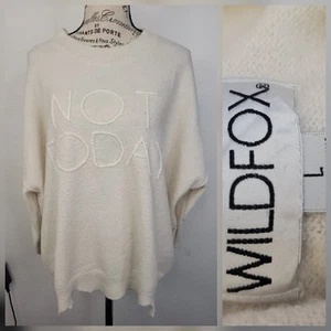 Wildfox Sz L Not Today Statement Sweater Beach Graphic Ivory Tunic Women's - Picture 1 of 10