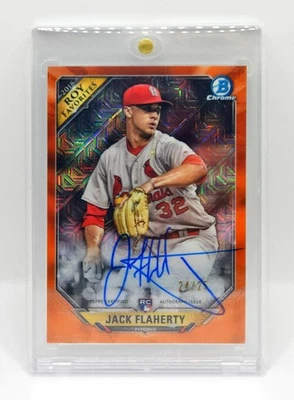 Jack Flaherty 2018 Bowman Chrome ROY Favorites Orange Refractor Autograph /25 - Image 1 of 3