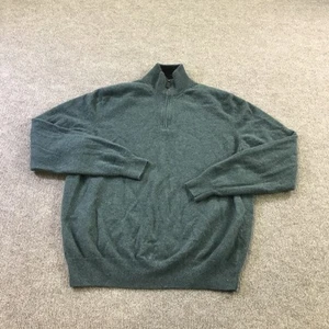 Black Brown 1826 Sweater Mens XL Green Cashmere Pullover Half Zip Soft Luxe Knit - Picture 1 of 12