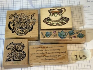 Holzblock Stempel Set TEE TEATIME TOPF TASSE BUCHSTABE B FLORAL Lot 265 - Bild 1 von 2