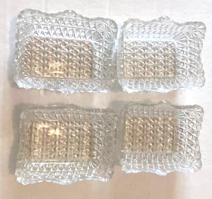 "Lote 4 vieiras de postre rectangulares de 4,25"" plato pequeño de vidrio corte transparente EAPG antiguas" - Imagen 1 de 8